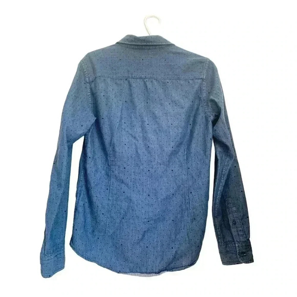 Guess women’s denim shirt  with geometric pattern, lightweight denim - Picture 3 of 4